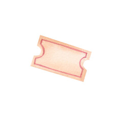 Circus ticket watercolor illustration. Hand drawn isolated on white background. Template for your design, Birthday cards, postcards, children's room.