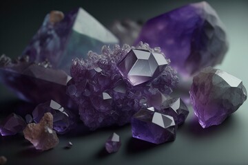 a cluster of amethyst crystals, illustration