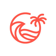 Modern Coastal line art logo vector