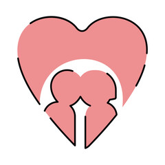 Outline icon love theme, romance, February 14, Valentine's Day. Design elements, white background. Red or pink. Cute cartoon style