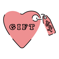 Line icon love theme set, romance, February 14, Valentine's Day. Design elements, white background. red and pink. Cute cartoon style