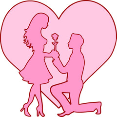Valentine Day Romantic Couple Silhouette