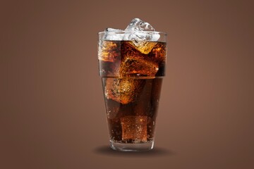 refreshing tasty sweet cola with cold ice cubes