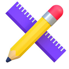 pencil and ruler icon graphic design 3d illustration