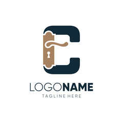 Letter C Door Knop Handles Logo Design Vector Icon Graphic Emblem Illustration