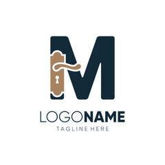 Letter M Door Knop Handles Logo Design Vector Icon Graphic Emblem Illustration