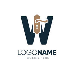 Letter W Door Knop Handles Logo Design Vector Icon Graphic Emblem Illustration