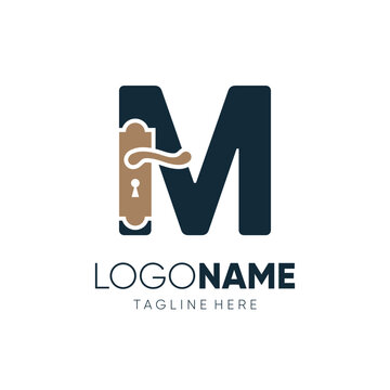 Letter M Door Knop Handles Logo Design Vector Icon Graphic Emblem Illustration