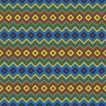 Vector geometric ornament in ethnic style. Seamless pattern with abstract shapes, repeat tiles. Repeating pattern for decor, fabric,textile and fabric. © t2k4