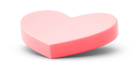 Valentine levitation pink podium isolated on 3d png stage background of heart shape romantic product display minimal concept or love presentation platform stand and empty pastel advertising pedestal.
