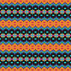 Vector geometric ornament in ethnic style. Seamless pattern with  abstract shapes, repeat tiles. Vintage retro texture.Repeating pattern for decor, fabric,textile and fabric.