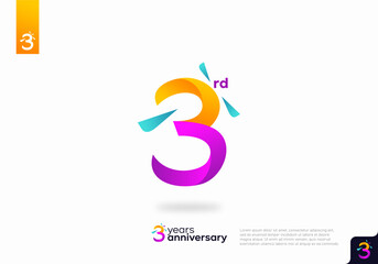 Number 3 logo icon design, 3rd birthday logo number, 3rd anniversary.
