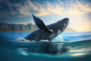 Fototapeta premium South African coast southern right whales. Starting today is the Hermanus Whale Festival. Generative AI