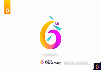 Number 6 logo icon design, 6th birthday logo number, 6th anniversary.