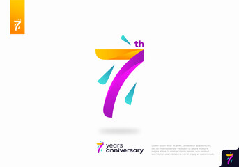 Fototapeta na wymiar Number 7 logo icon design, 7th birthday logo number, 7th anniversary.