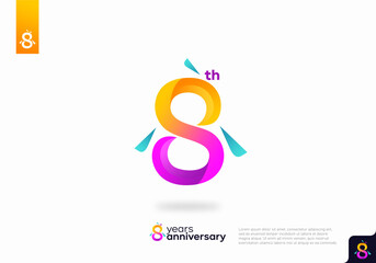 Number 8 logo icon design, 8th birthday logo number, 8th anniversary.