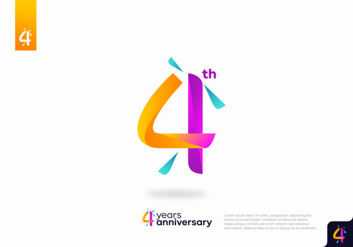Number 4 logo icon design, 4th birthday logo number, 4th anniversary.