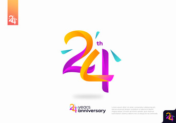 Number 24 logo icon design, 24th birthday logo number, 24th anniversary.