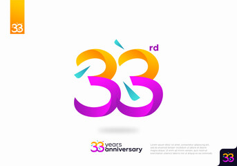 Number 33 logo icon design, 33rd birthday logo number, 33rd anniversary.