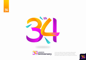 Obraz premium Number 34 logo icon design, 34th birthday logo number, 34th anniversary.