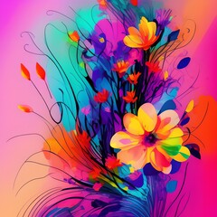 Fototapeta na wymiar Abstract Floral Design, Generative AI Illustration