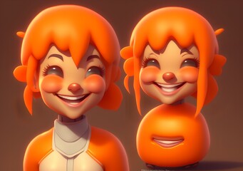 Fototapeta premium Cute Smiling Tangerine Character, Generative AI Illustration