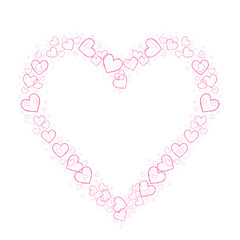 Love frame made of hearts, pink glitter color with no background