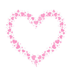 Love frame made of hearts, pink glitter color with no background