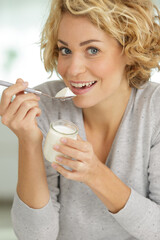 a young woman with yogurt