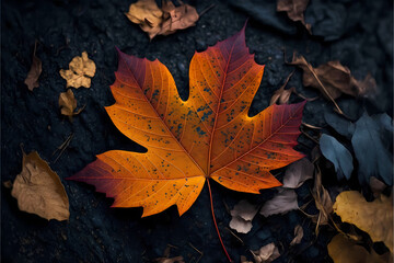 Autumn leaf, season color change. Generative AI.