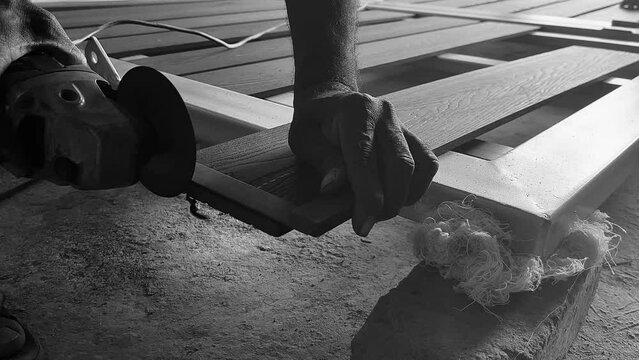 Wood Cutting using blade machine