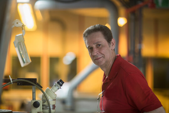 Portrait of a male engineer working in industry, Hanover, Lower Saxony, Germany