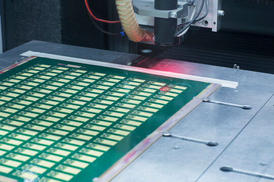 Close-up of circuit board in industry, Hanover, Lower Saxony, Germany