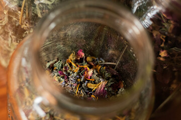 dried herbs in a jar