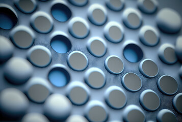 Blue grey circles and dots geometric background. Generative AI
