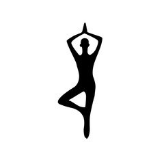 woman in lotus position Doing yoga silhouette icon black color