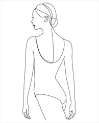 Trendy Line Art Woman Body. Minimalistic Black Lines Drawing. Female Figure Continuous One Line Abstract Drawing. Modern Scandinavian Design. Vector Illustration.