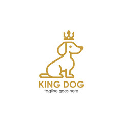 King Dog Logo Design Template with dog icon and crown. Perfect for business, company, mobile, app, etc.