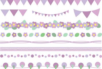 レトロかわいいラインセット_紫