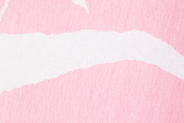 Abstract white torn paper mark on pink paper.
