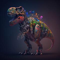 T-rex digital illustration in robotic modern style. Generative Ai