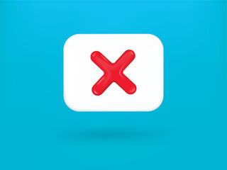 Obraz premium 3d render cross icon. Realistic 3d design In plastic cartoon style. Icon isolated on blue background. Vector illustration