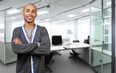 Fototapeta premium Young smart business person posing in office