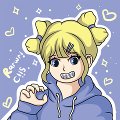 illustration art cutechibi girl using korean uniform character design