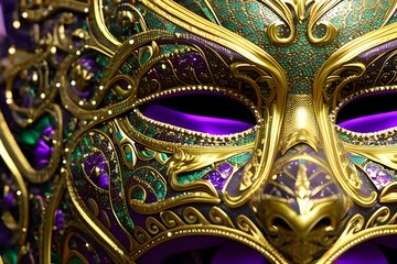 Mardi Gras Mask - Intricate and ornate mask in traditional Mardi Gras, Courir de Mardi Gras
