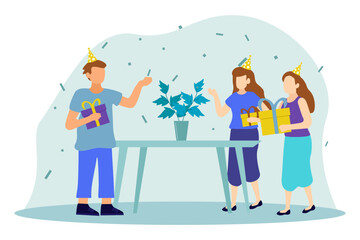 Birthday Party Flat Design Illustration