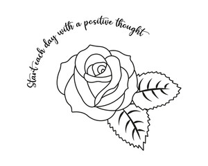 Decorative slogan with cute rose flower, vector design for fashion, poster, card and sticker prints, tattoo design