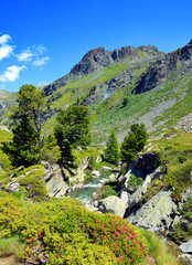 Gran Paradiso National Park. Aosta Valley, Italy. Beautiful mountain landscape in sunny day.
