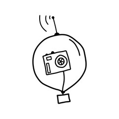 Spy balloon. Flying observation vehicle. Provocation in the sky. Isolated vector image.