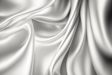 Fototapeta premium A luxurious white satin or silk fabric with a smooth, beautiful texture can be used as a bridal backdrop. opulent background composition. Generative AI